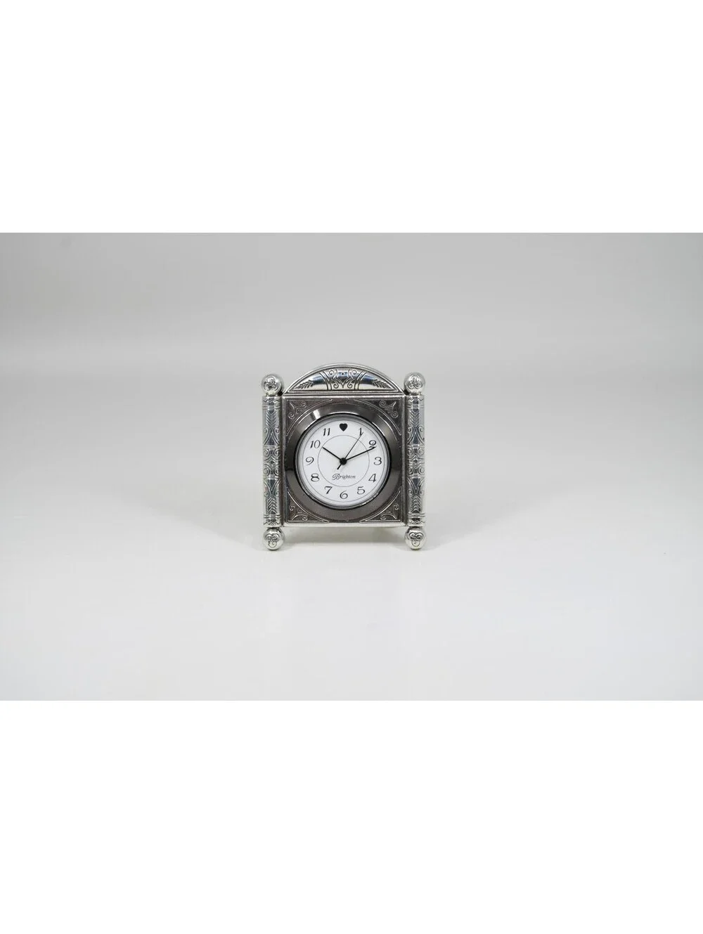 Brighton Desert Passage Tooled Silverplated Miniature Clock 2x2